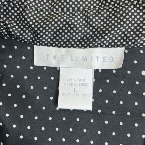 Vintage 90s The Limited Silk Black White Polka Dot Long Sleeve Shirt Women Large - Picture 6 of 12